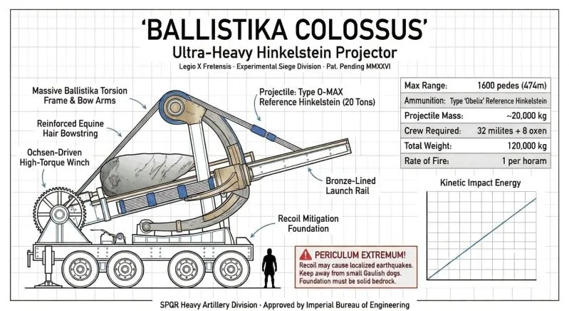 Die gewaltige Ballistika Colossus mit einem riesigen Obelix-Hinkelstein, die verdeutlicht, mit wie viel Lern-Power du als Vollversion Lapicida starten kannst