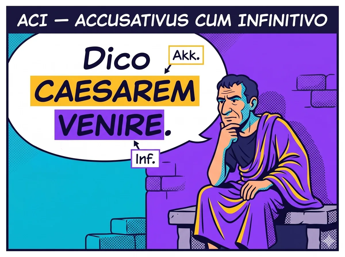 ACI erkennen — Dico Caesarem venire, farbcodiert