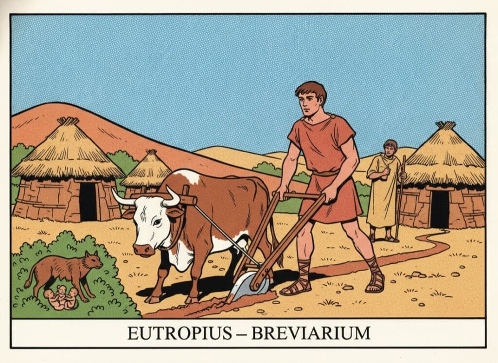 Romulus gründet Rom auf dem Palatin — Eutropius, Comic-Popart-Stil