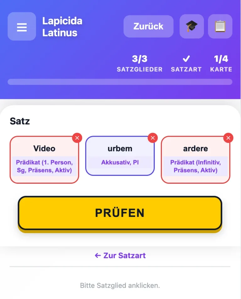 Lapicida Latinus – lateinischen Satz in Satzglieder zerlegen