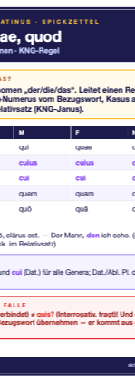 Spickzettel qui quae quod (A6)
